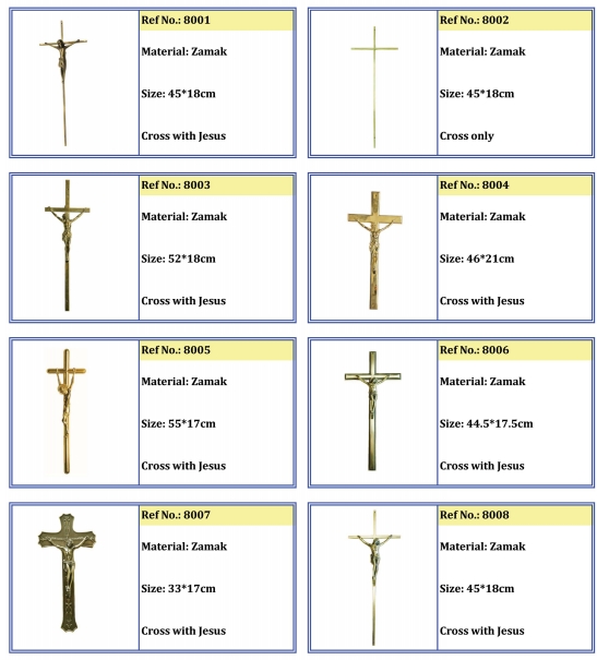 Metallflaches Kreuz für Sargdeckel 8002