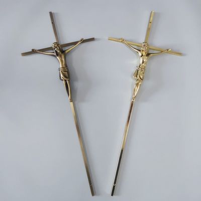 8001E Coffin Funeral Crucifix Size 45x18cm In Metal Material Electronic Plated