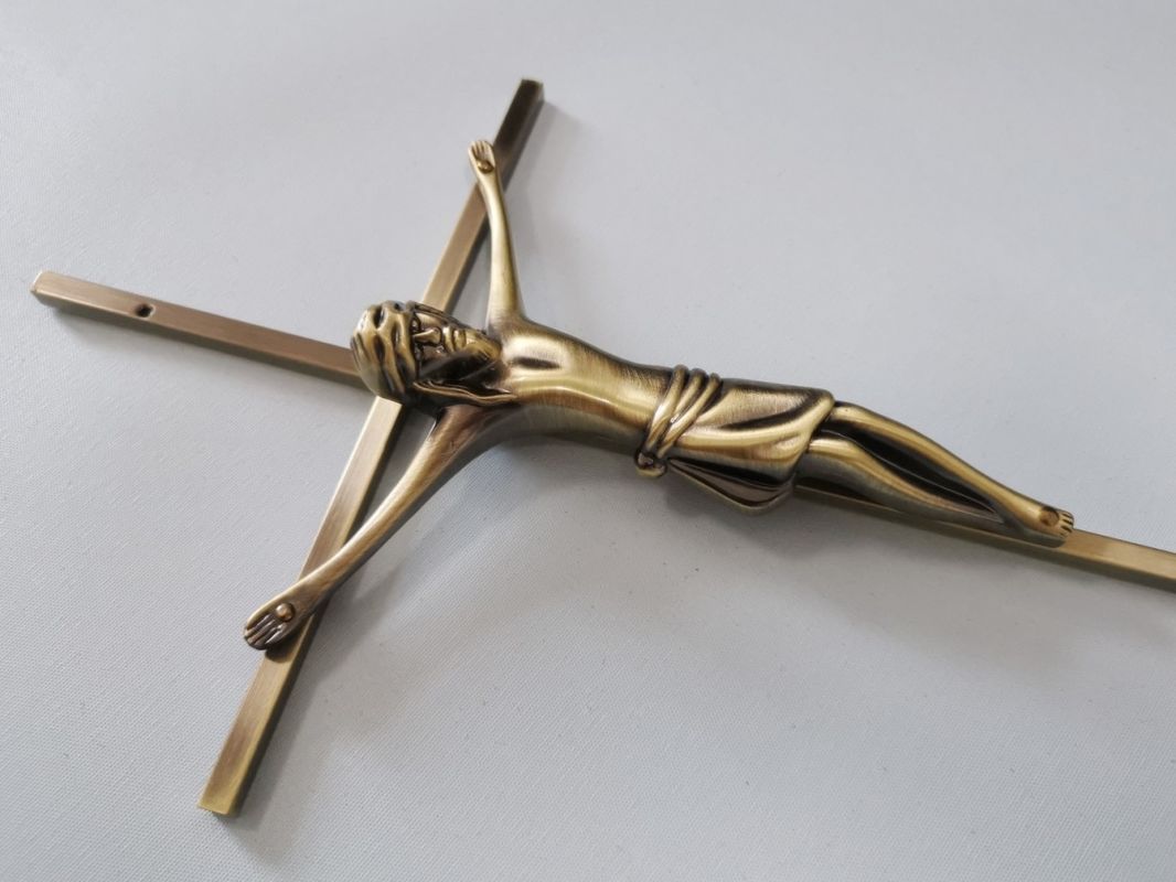 8001E Coffin Funeral Crucifix Size 45x18cm In Metal Material Electronic Plated