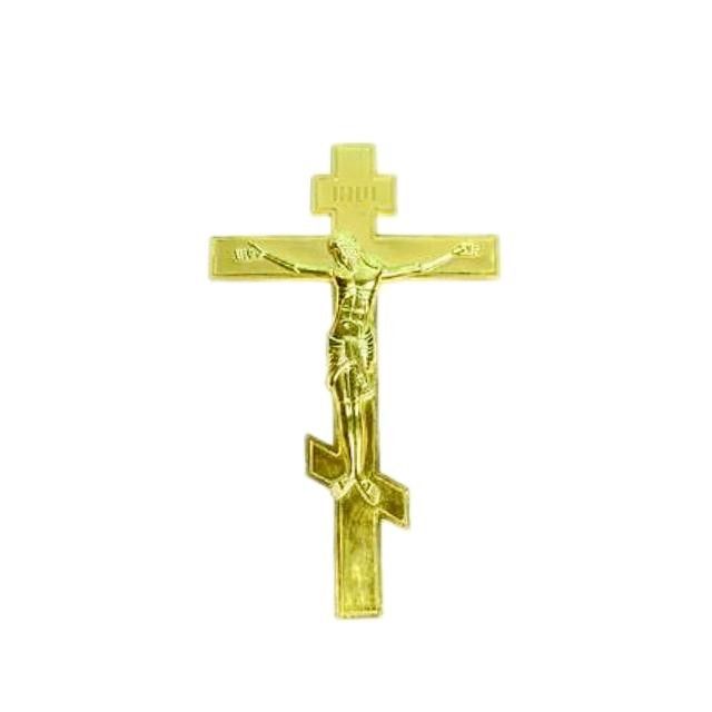 ABS Recycle Funeral Crucifix For Coffin Lid Decoration Gold Plated